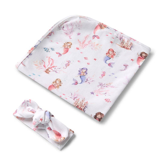 Mermaid Organic Jersey Wrap & Topknot Set