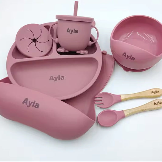 Personalised Silicone Bibs and Baby Feeding Set