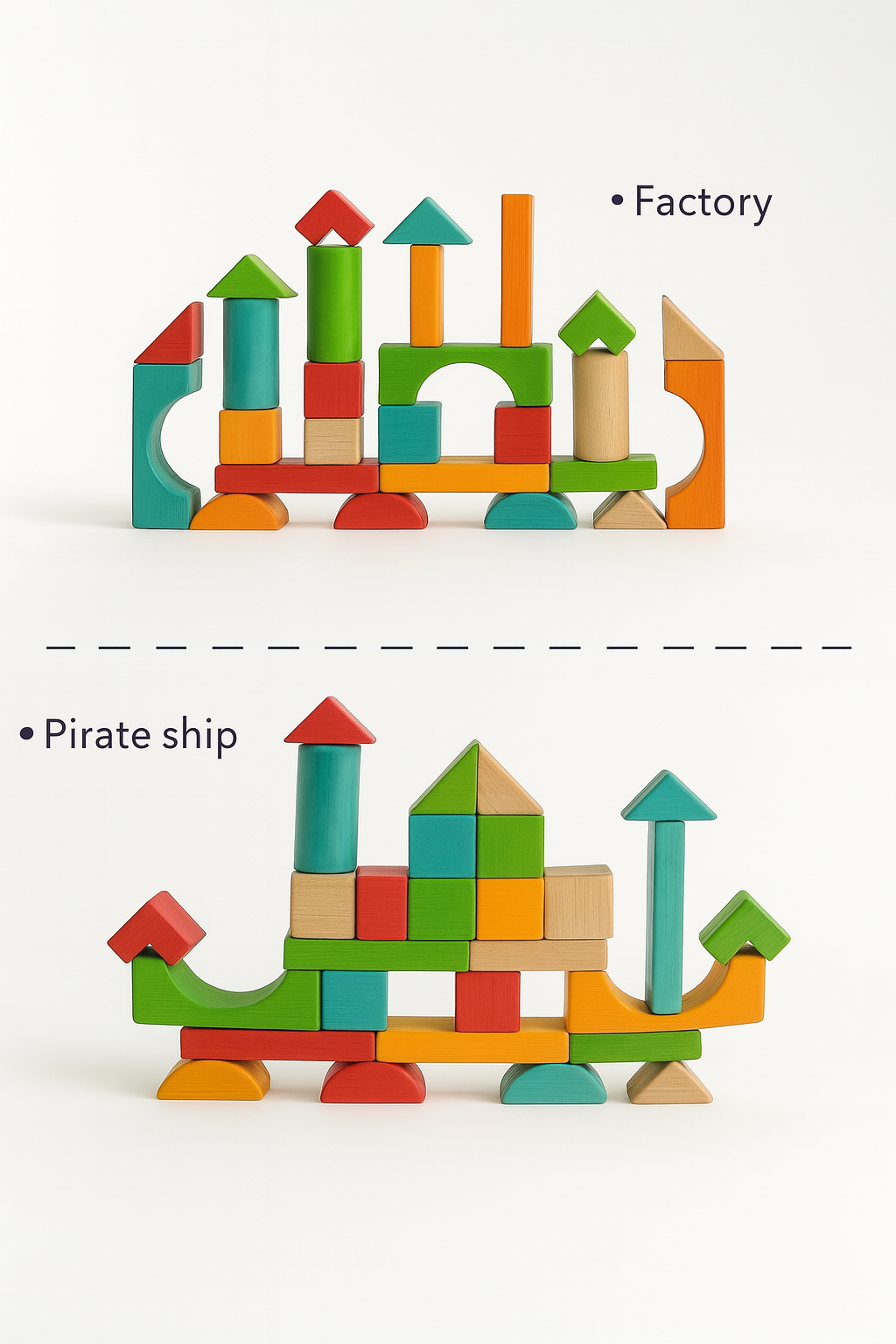 Eco Wooden Building Blocks 50pcs – Montessori Toy