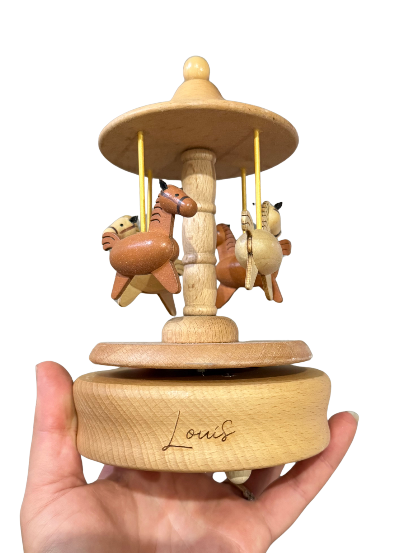 Horse Carousel Music Box with name Louis