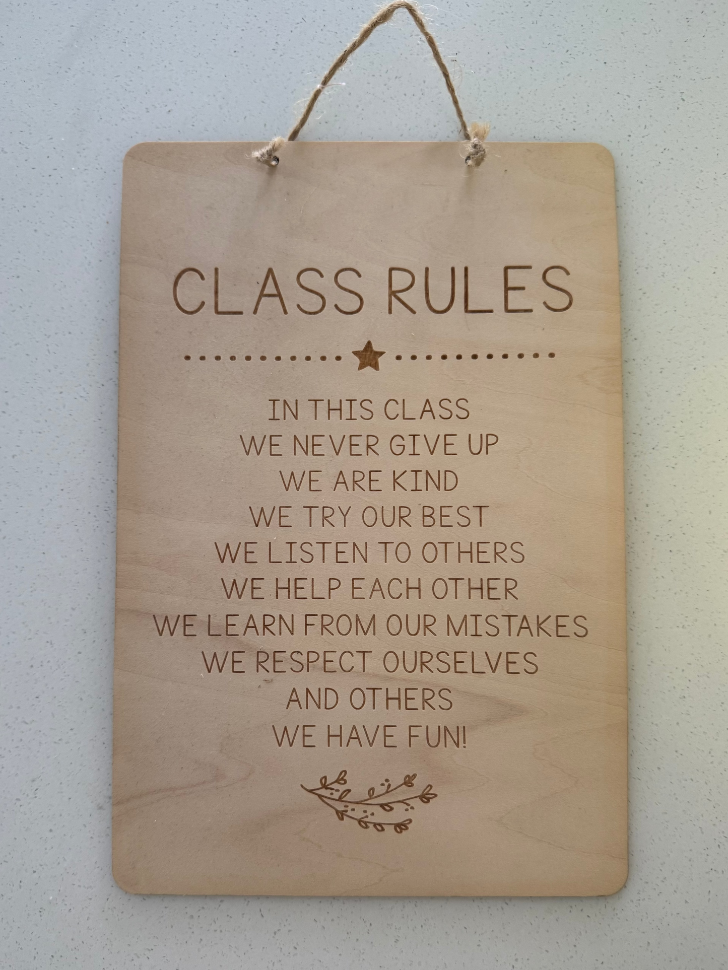 Class rules sign