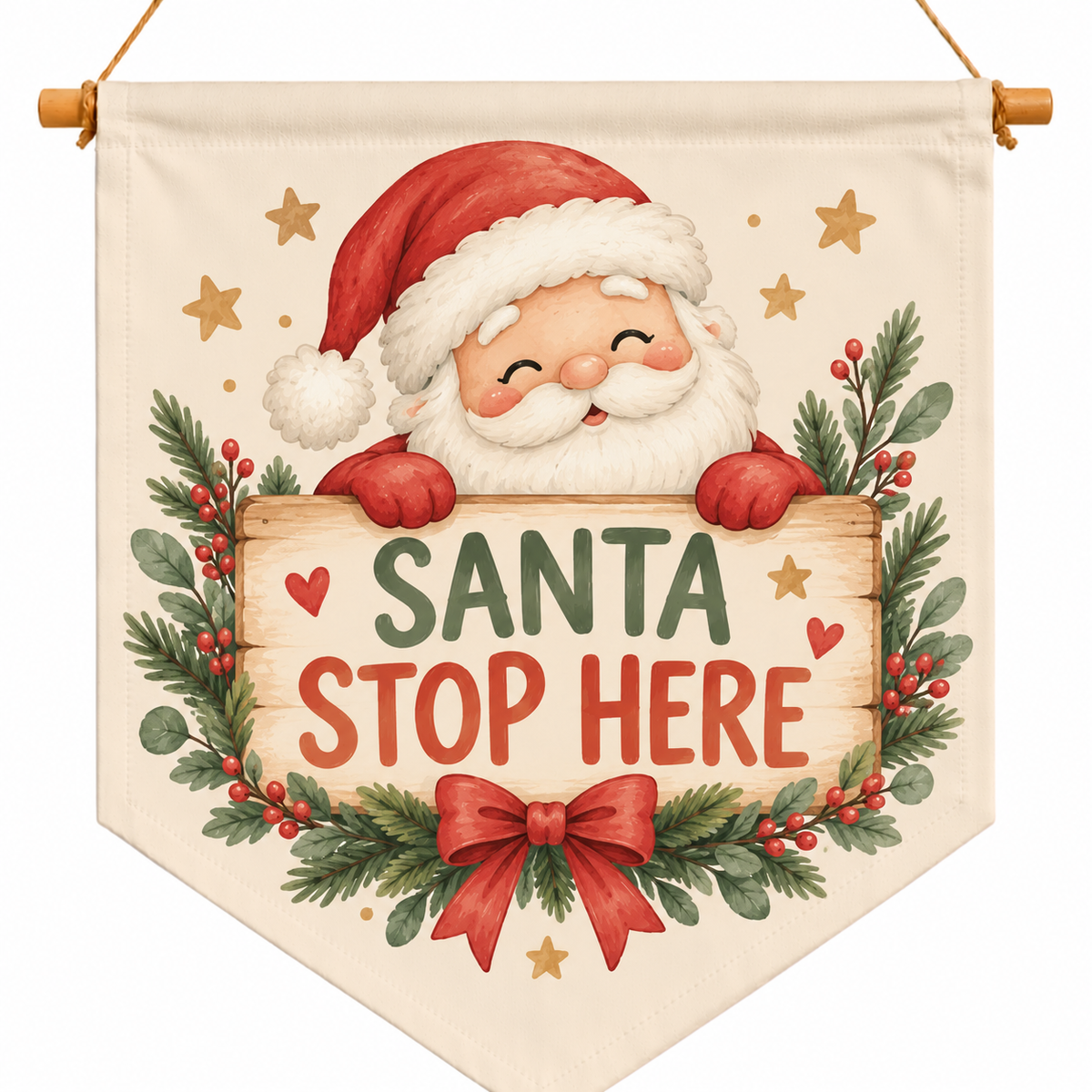 Santa stop here flag