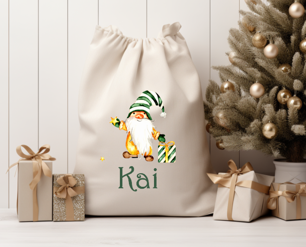 Canvas Santa Sack with Name Kai
