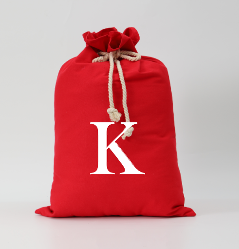 Red Canvas Santa Sack with K