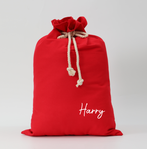 Red Canvas Santa Sack with Harry