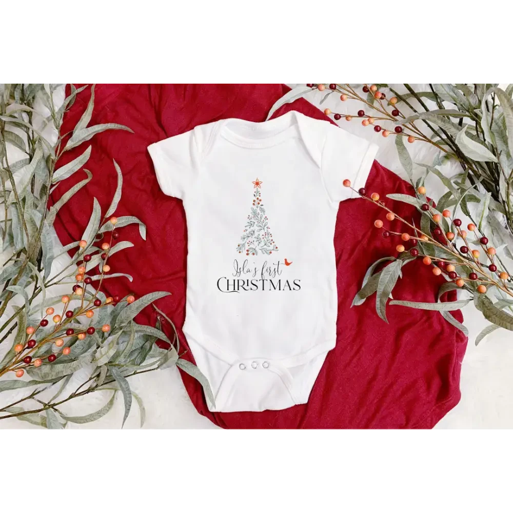 Christmas Onesie - Floral Christmas Tree - Timber Tinkers