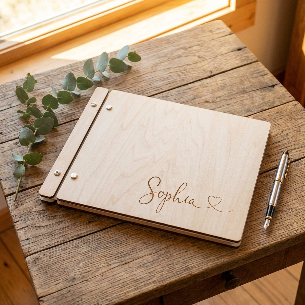 Personalised Wooden Scrapbook - Heart