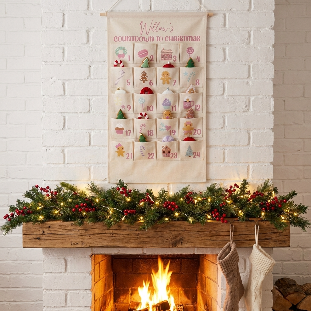 Personalised Large Christmas Advent Calendar - Pink Pastels