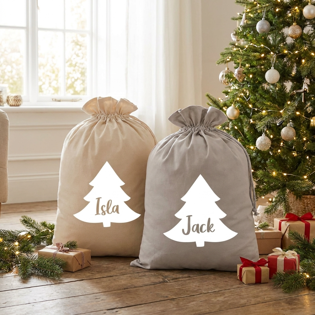 Personalised Velvet Santa Sack - Tree