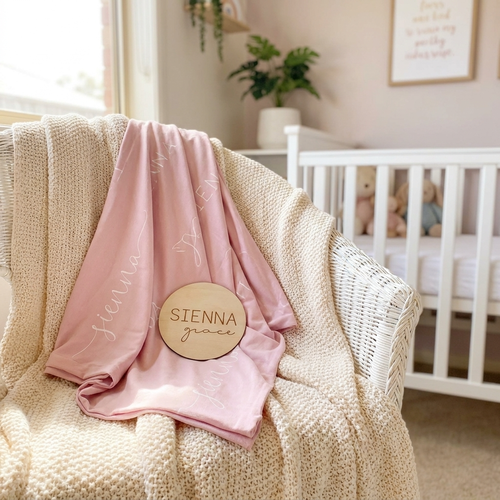 Personalised Baby Name Wood Disc - BLOCK
