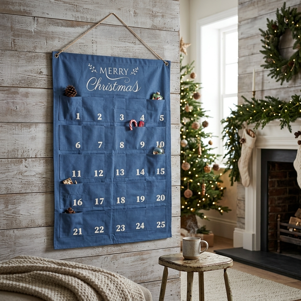 Merry Christmas Leaf Advent Calendar NAVY