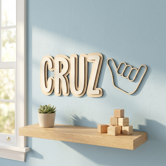 Double Layer Wooden Names Plaque