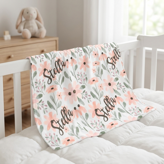 Blanket - Pink Floral Watercolour