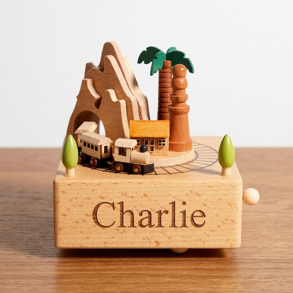 Wooden Train Music Box
