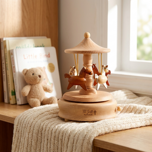 Horse Carousel Music Box - Baptism Gift