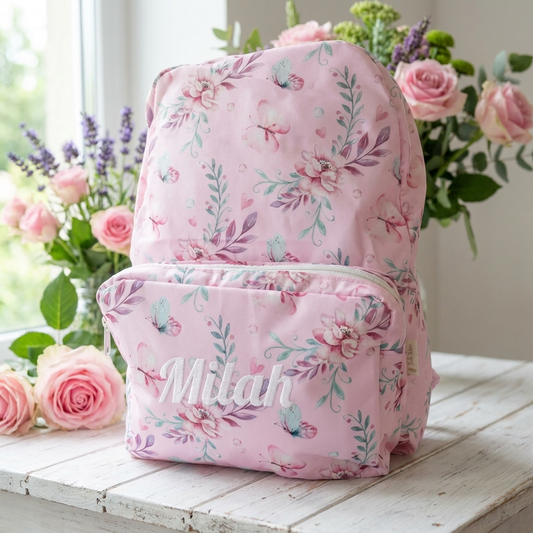 Personalised Kids Backpack - Pink Butterfly