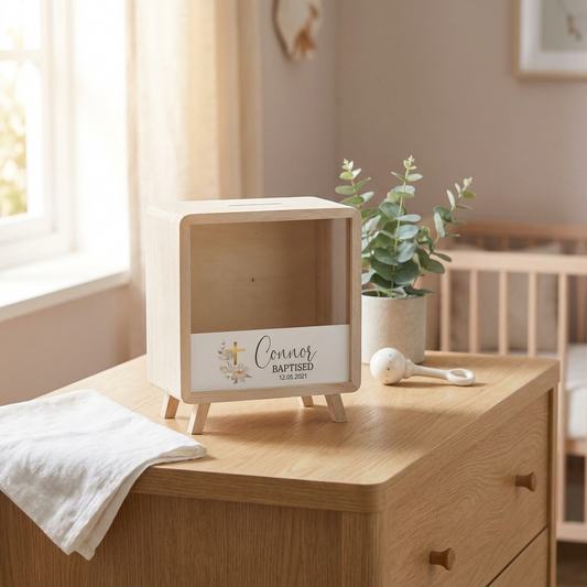 Money Box - Gold Cross Baptism