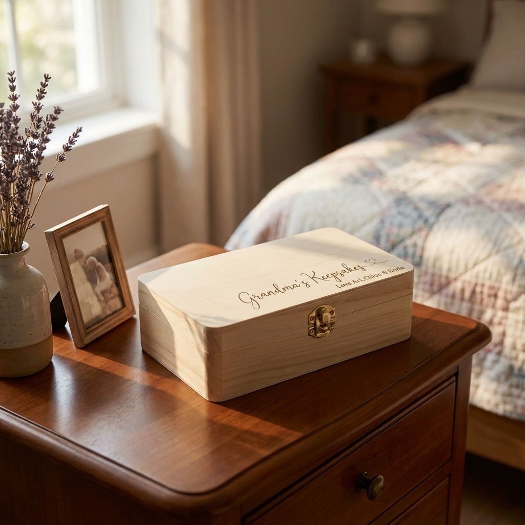 Personalised Wooden Keepsake Box - Heart