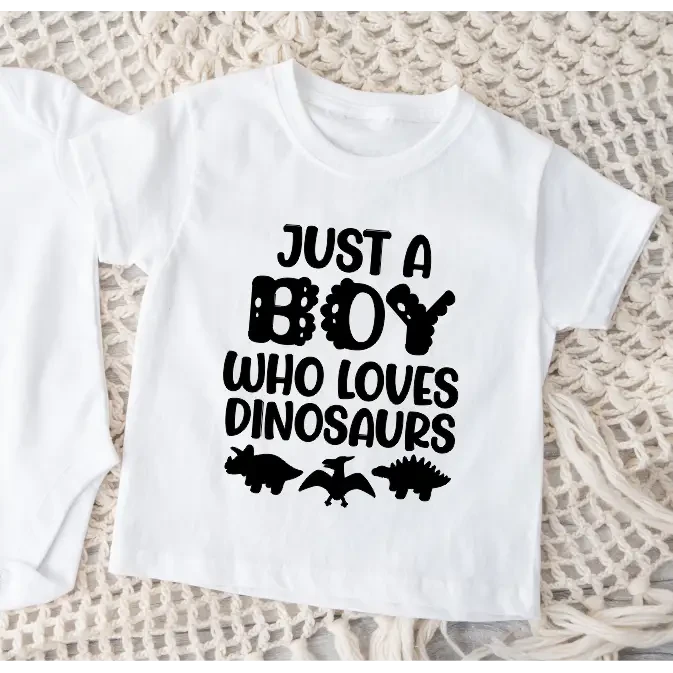 Just a boy who loves dinosaurs TSHIRT- Size 1