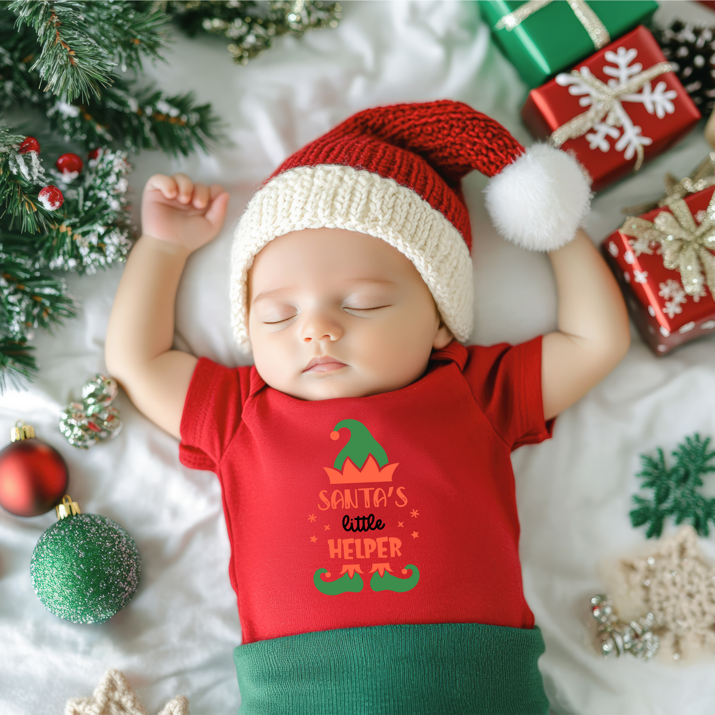Santa's Little Helper Red Onesie