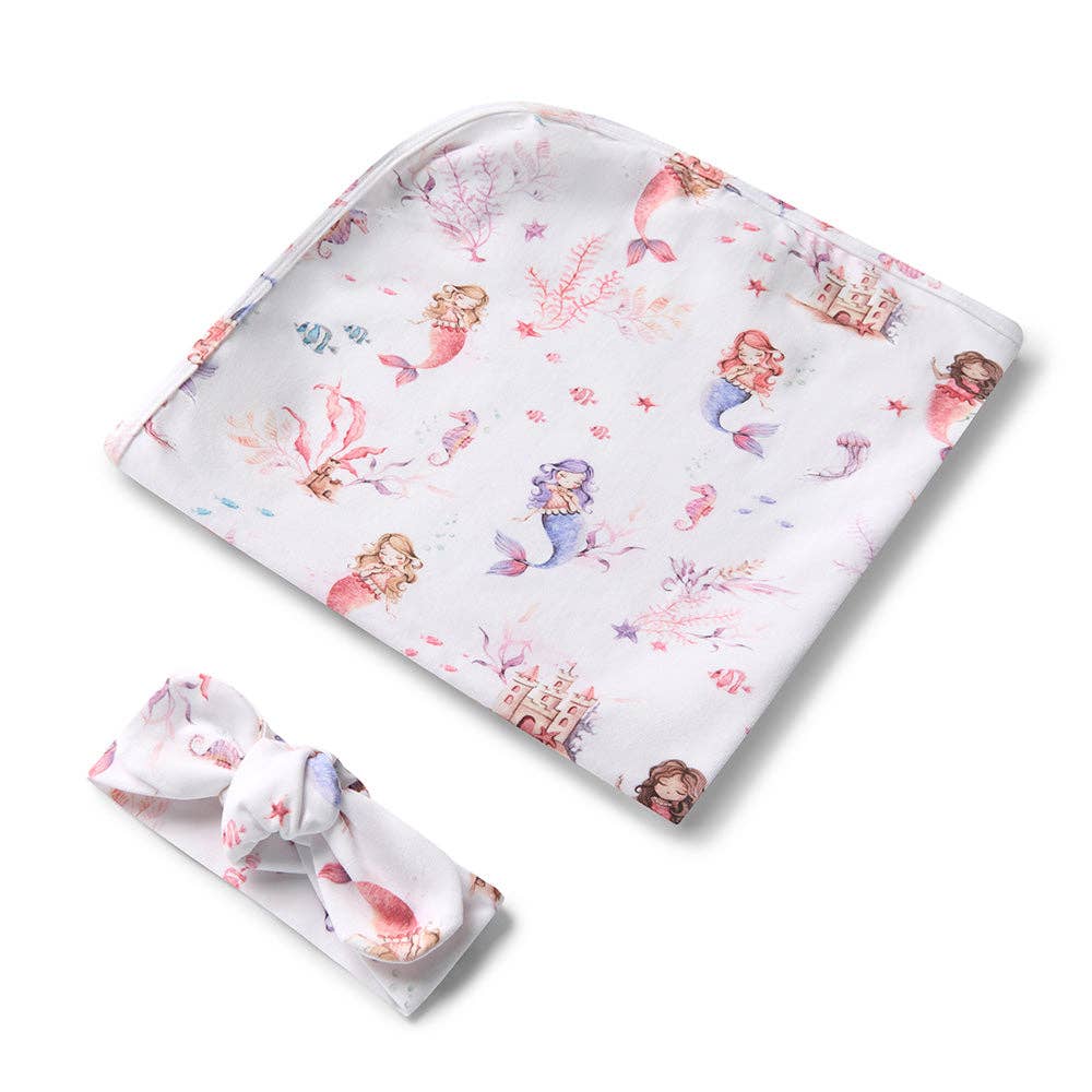 Mermaid Organic Jersey Wrap & Topknot Set