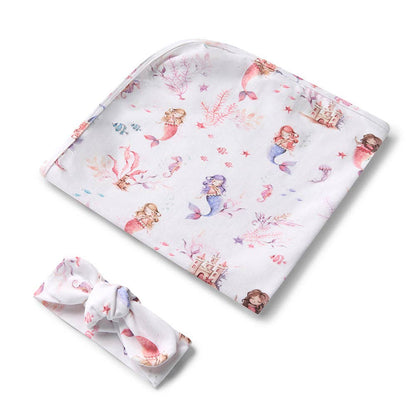 Mermaid Organic Jersey Wrap & Topknot Set