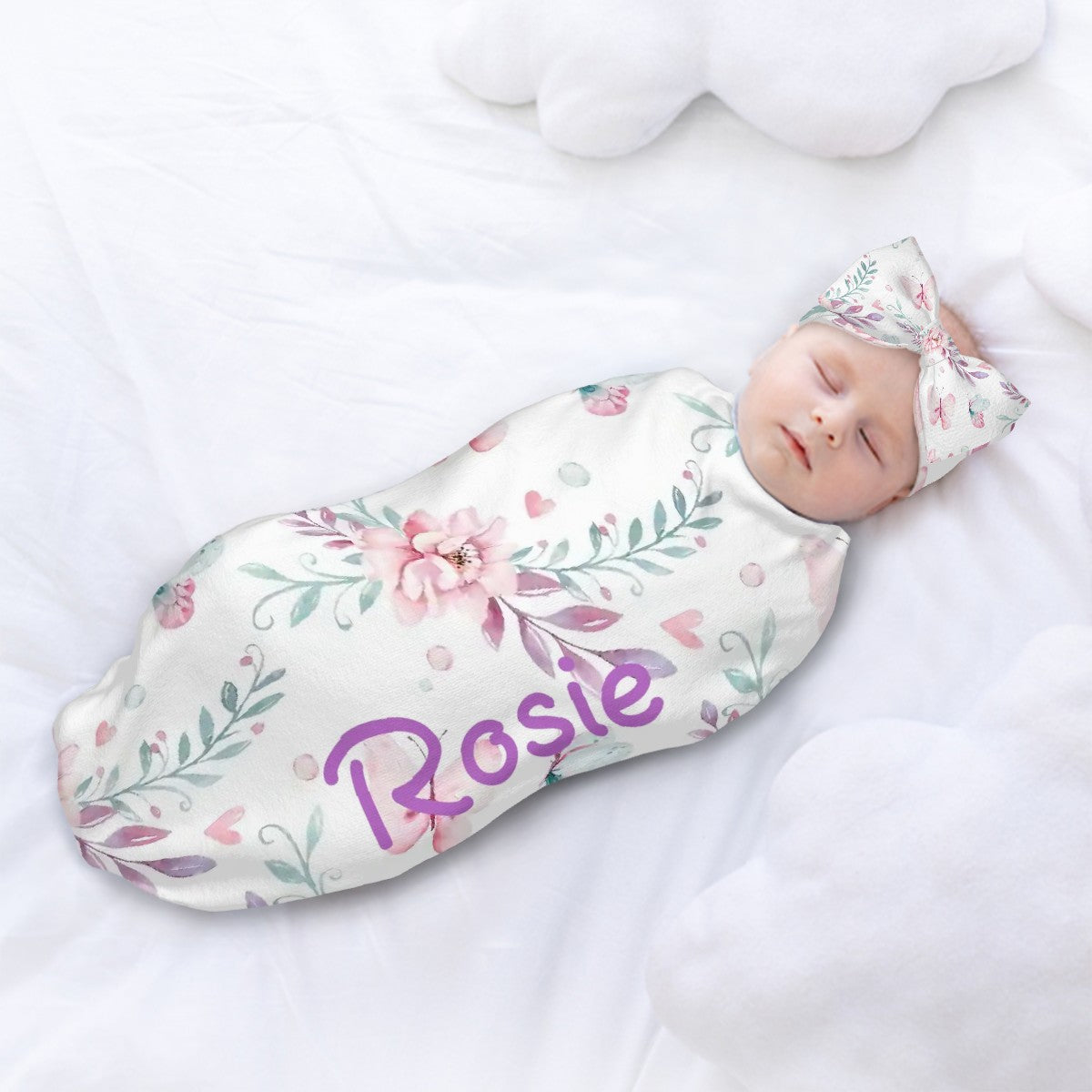 Personalised Baby Swaddle & Headband Set - Butterfly