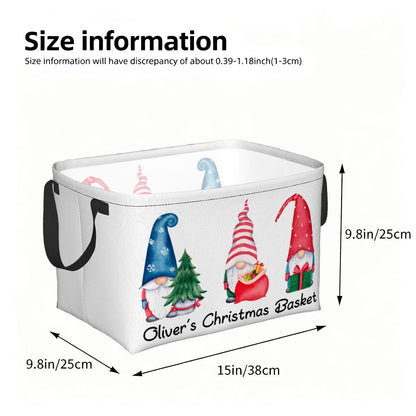 Personalised Christmas Storage Basket - Christmas Gnomes