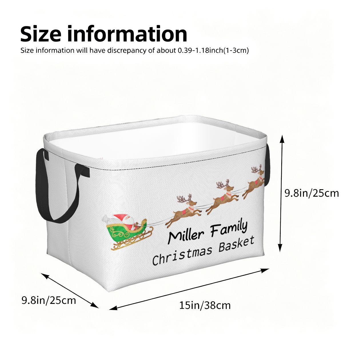 Personalised Christmas Storage Basket - Santa Sleigh