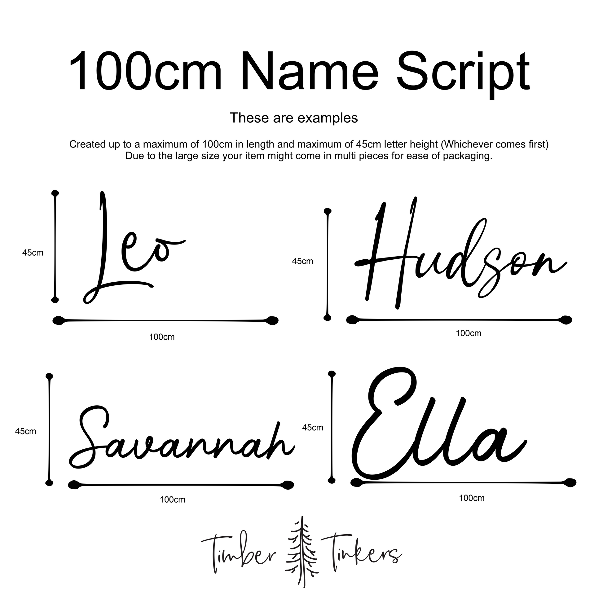 Extra Large Name Plaque (100cm Length) - Timber Tinkers