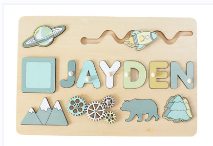 Personalised Montessori Wooden Name Board
