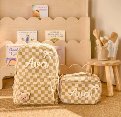 Personalised Embroidered Kids Backpack and Lunch Bag Set