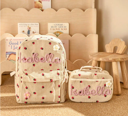 Personalised Embroidered Kids Backpack and Lunch Bag Set