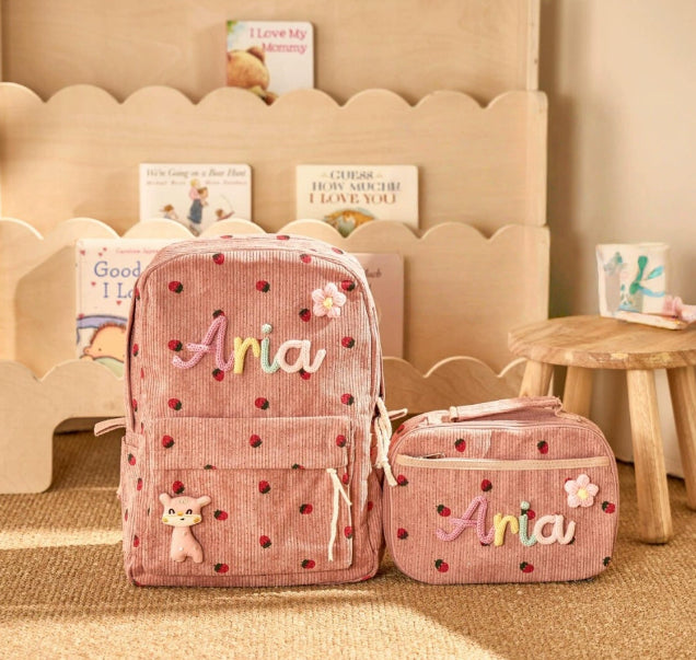Personalised Embroidered Kids Backpack and Lunch Bag Set