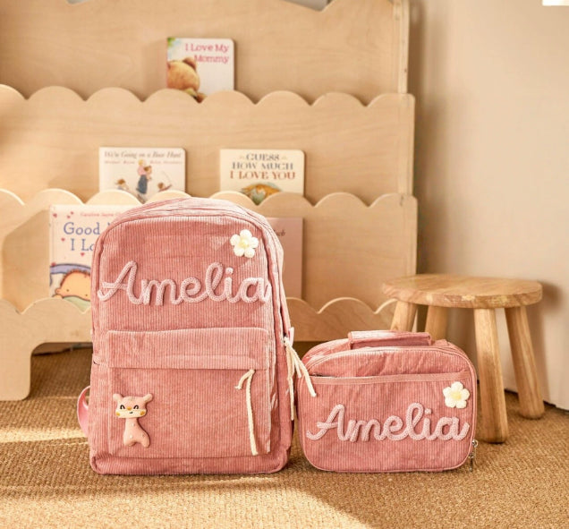 Personalised Embroidered Kids Backpack and Lunch Bag Set