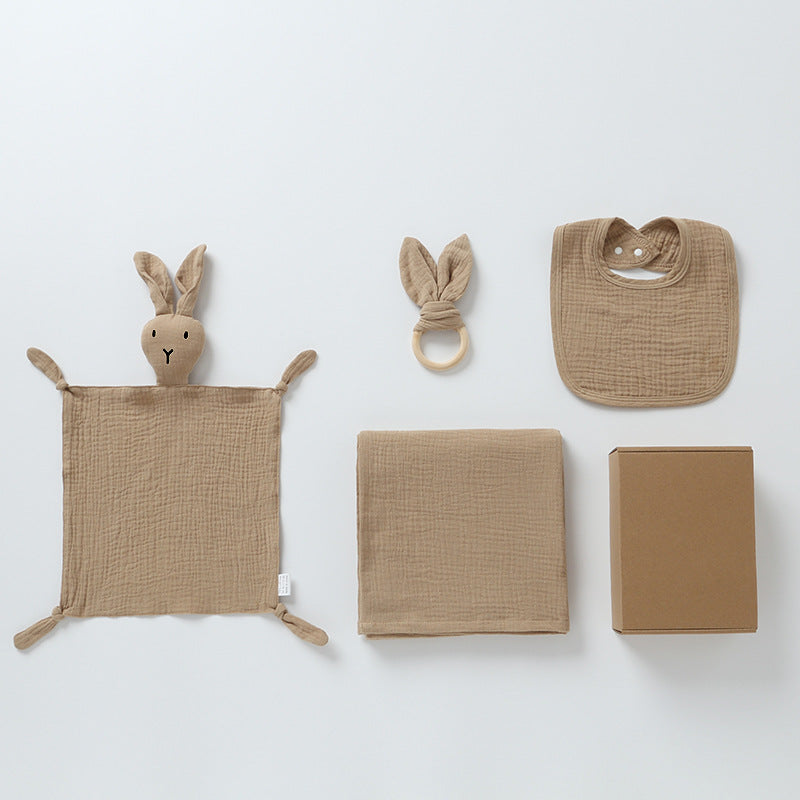 4-Piece Personalised Newborn Gift Set – Muslin Cotton Essentials