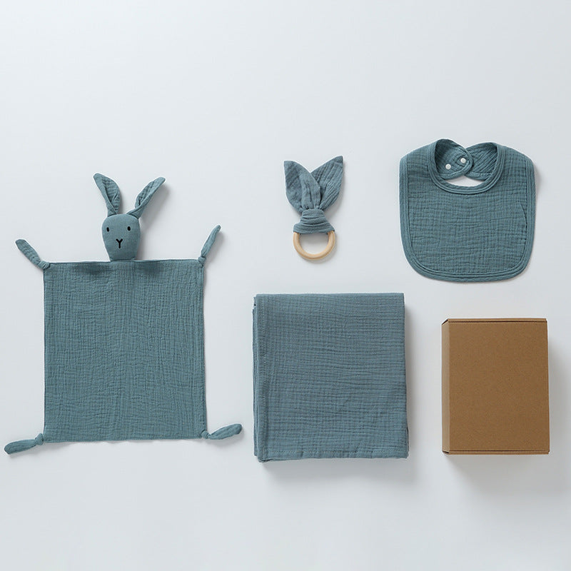 4-Piece Personalised Newborn Gift Set – Muslin Cotton Essentials