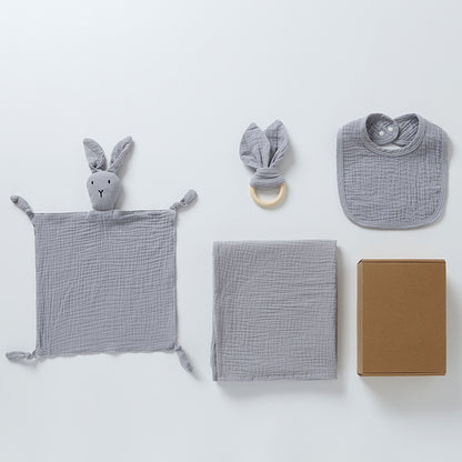 4-Piece Personalised Newborn Gift Set – Muslin Cotton Essentials