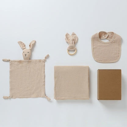 4-Piece Personalised Newborn Gift Set – Muslin Cotton Essentials