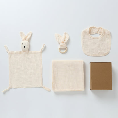 4-Piece Personalised Newborn Gift Set – Muslin Cotton Essentials