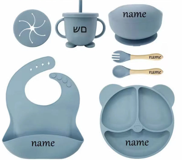 Personalised Silicone Bibs and Baby Feeding Set
