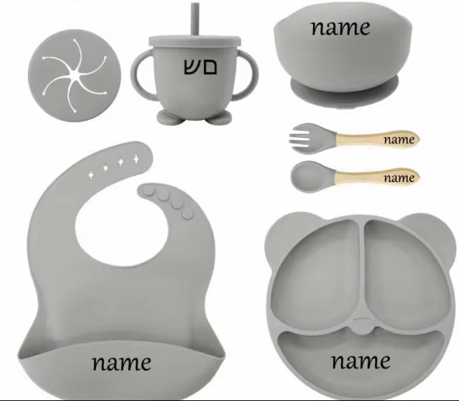 Personalised Silicone Bibs and Baby Feeding Set