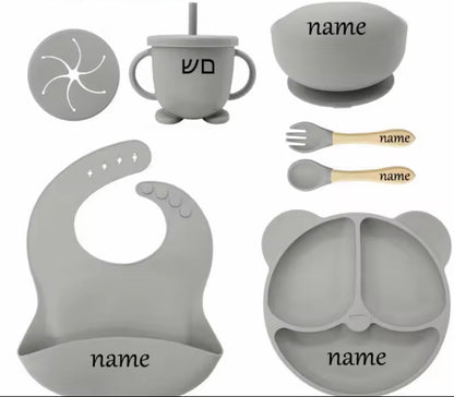 Personalised Silicone Bibs and Baby Feeding Set