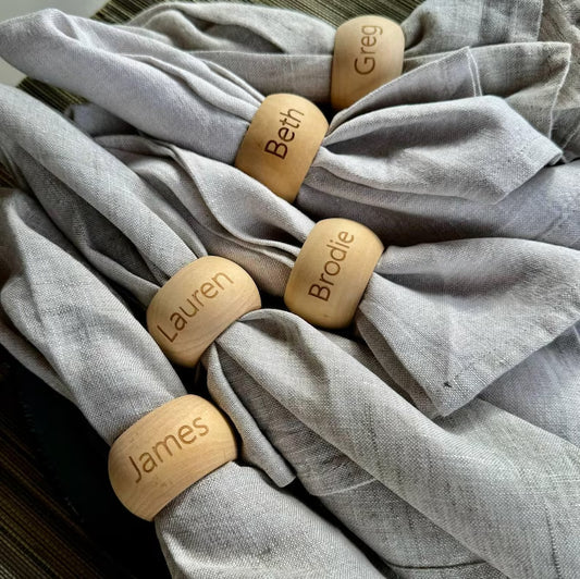 Personalised Engraved Wood Napkin Rings