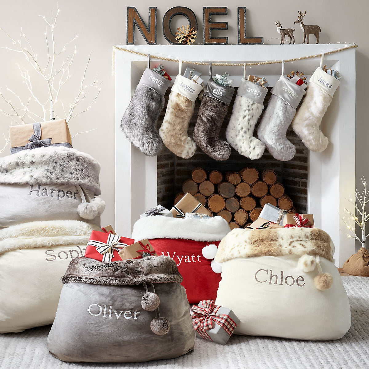 Personalised Embroidered Pom-pom Christmas Bag