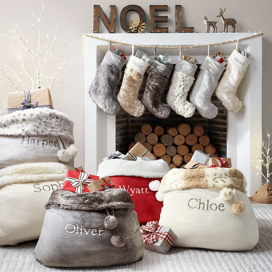 Personalised Embroidered Pom-pom Christmas Bag