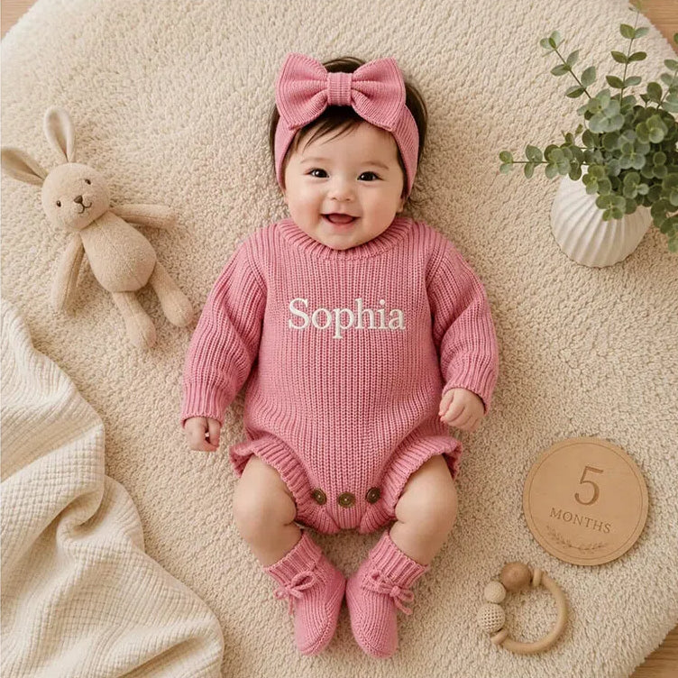 Personalised Embroidered Baby Romper Ruffle Set