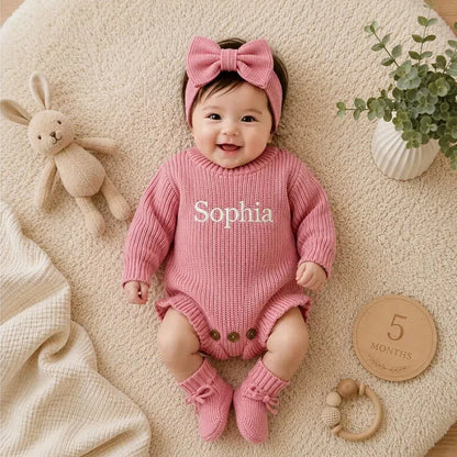 Personalised Embroidered Baby Romper Ruffle Set