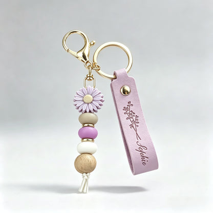 Personalised Daisy Keychain | Engraved Name Keyring