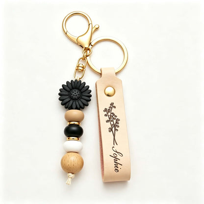 Personalised Daisy Keychain | Engraved Name Keyring